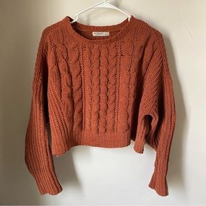 Thick cable knit cropped sweater